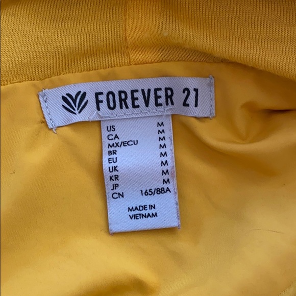 LIKE NEW Forever 21 Bright Yellow Athletic Hoodie - Picture 2 of 4